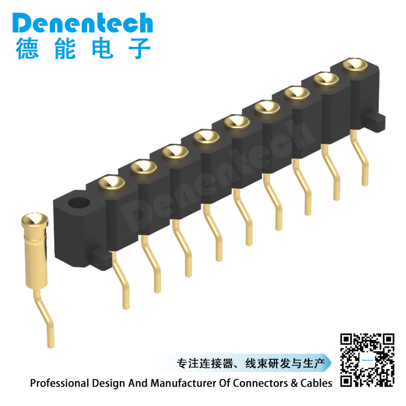 Denentech promotional product 3.0MM H4.0MM single row female right angle SMT concave pogo pin with peg